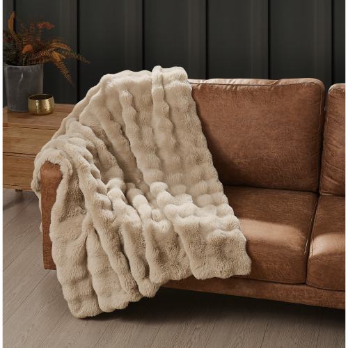 Frye Bubble Rabbit Faux 50x70 Throw, Ivory