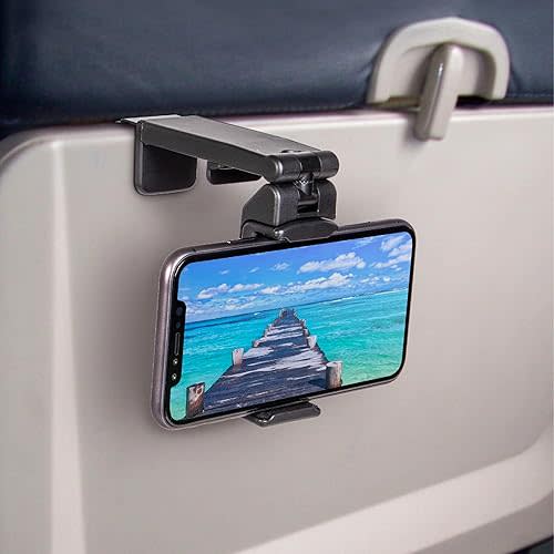 Perilogics Airplane Phone Holder – Hands-Free Mount with Dual 360 Rotation. Pocket-Sized Travel Essential for Flying Comfort.