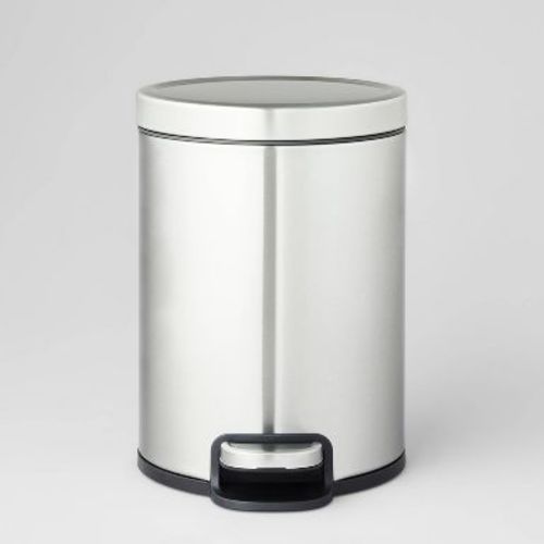 5L Round Step Trash Can Silver - Brightroom™: Stainless Steel, Bathroom Trash Can with Lid, Indoor Use