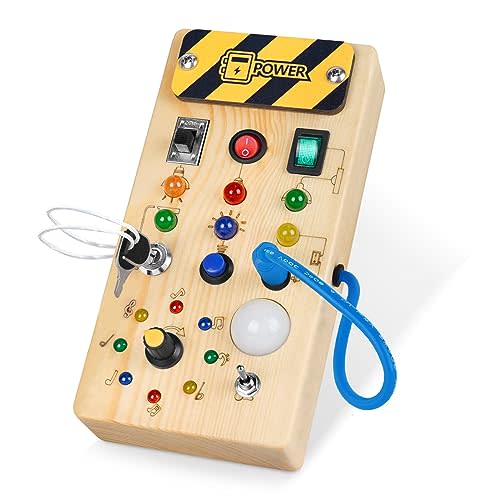 Toddler Toys Busy Board with Led Light, Preschool Learning Activities Sensory Toys for Toddlers 1-3,Montessoti Toys 1 2 3 Year Old Birthday Gift