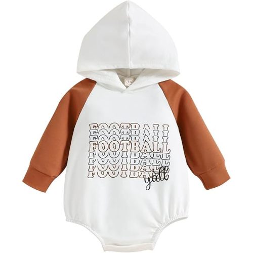 New Baby Necessities Sleeve Letter Prints Hooded Pullover Romper Newborn Sweatshirt Bodysuits Infant (White, 3-6 Months)