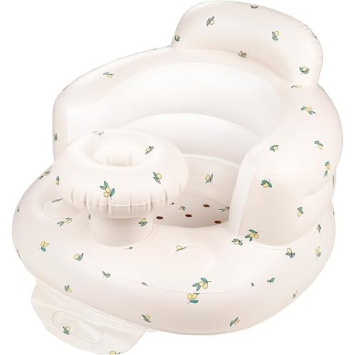 Inflatable Baby Seat with Tray, Comfortable Sit Me Up Baby Chair for Learning to Sit, Built in Air Pump Blow Up Infant Back Support Floor Seat for Babies 3 Months & Up (Olive)