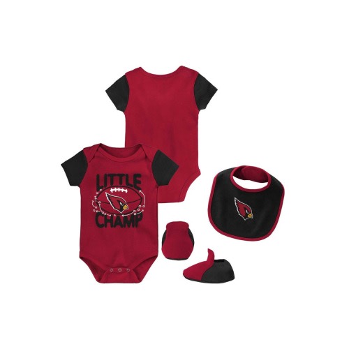 Newborn & Infant Cardinal/Black Arizona Cardinals Little Champ Three-Piece Bodysuit Bib & Booties Set