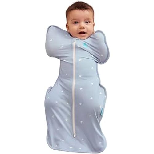 Love to Dream Swaddle Up Viscose from Bamboo, Arms Up Position, Soft and Sustainable Bamboo Fabric, Versatile Wearable Blanket, 1.0 TOG (20-24°C) Ideal for Moderate Temps, Boats Mist, Small 8-13 lbs