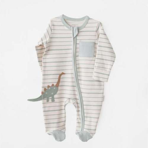 Dino Dreams Zip-Up Onesie, Green - Andy Wawa | Maisonette