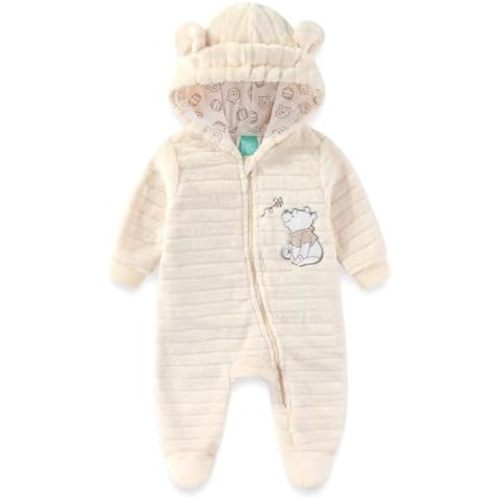 Disney Winnie the Pooh Baby Boys Embossed Faux Fur Pram with Ears for Newborn and Infants