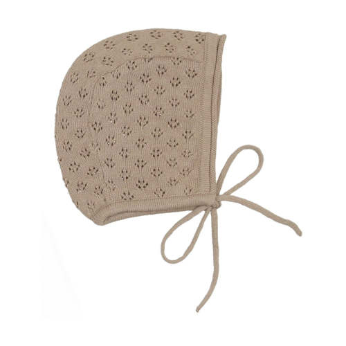 Lilette Taupe Knit Pointelle Bonnet
