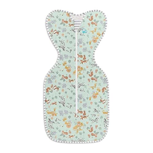 Love to Dream Swaddle UP, Sleep Sack 0-3 Months, Self-Soothing, Improves Sleep, Snug Fit Helps Calm Startle Reflex, Baby Essentials Must Haves Newborn, 1.0 TOG, 13-19 lbs, Safari Green