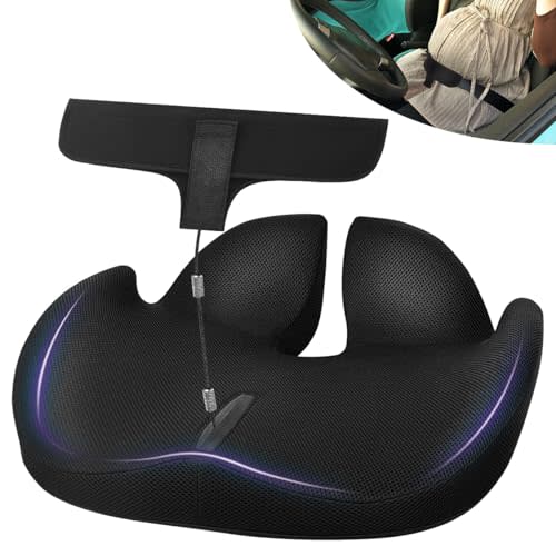 Pregnancy Car Seat Cushion - Patent Pending -Designed to Secure The Lap Belt on Pelvic Bone Prevent Compression of Belly - Easy to Set Up and Use - Provide Comfortable and Safe Driving (Mesh)