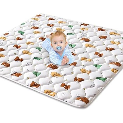 Lilyvibebearhappy Premium Foam Baby Play Mat 50" X 50", Thicken One-Piece Crawling Mat, Non-Slip Cushioned Activity PlayMats for Infants, Babies, Toddlers, Play & Tummy Time