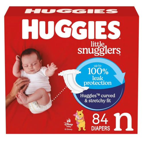 Huggies Size Newborn Diapers, Little Snugglers Baby Diapers, Size Newborn (up to 10 lbs), 84 Count, Packaging May Vary