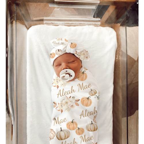 PUMPKIN Baby Girl Outfit Blanket Pink Floral Pumpkin Swaddle Baby Girl Coming Home Outfit Name Reveal Personalized Fall Baby Shower Gift