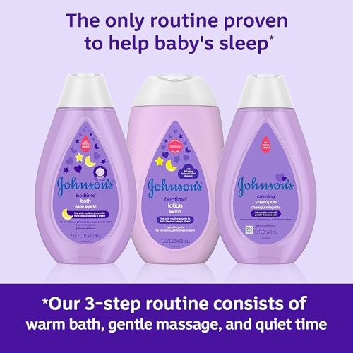 Johnson's Baby Sleepy Time Bedtime Gift Set with Relaxing NaturalCalm Aromas, Bedtime Baby Bath Shampoo, Wash & Lotion, Baby Bedtime Essentials, Hypoallergenic & Paraben-Free, 3 Items
