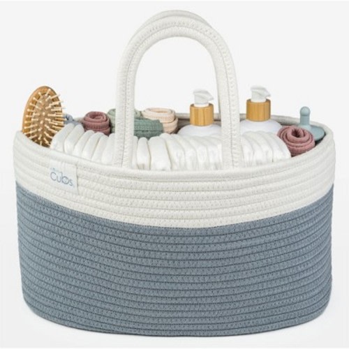 Large Portable Baby Diaper Caddy Organizer Nursery Storage Bin and Car Travel Basket by Comfy Cubs, Color: Pacific blue