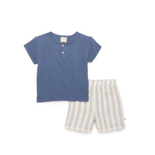 easy-peasy Toddler Boys Organic Gauze Henley Tee & Shorts Set, 2-Piece, Sizes 18M-5T