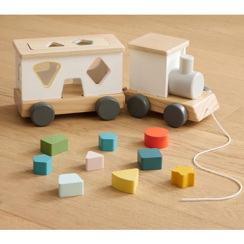 Wooden Train Shape-Sorter Pull Toy