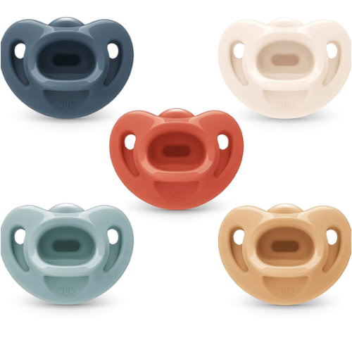 NUK Timeless Comfy Pacifier | 100% Silicone, One-Piece Design | BPA-Free, Gentle on Baby’s Skin | 5-Pack, for 0-6M