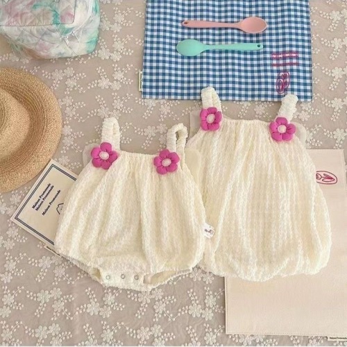 Baby Girl Chiffon Bowknot Floral Sleeveless Bodysuit