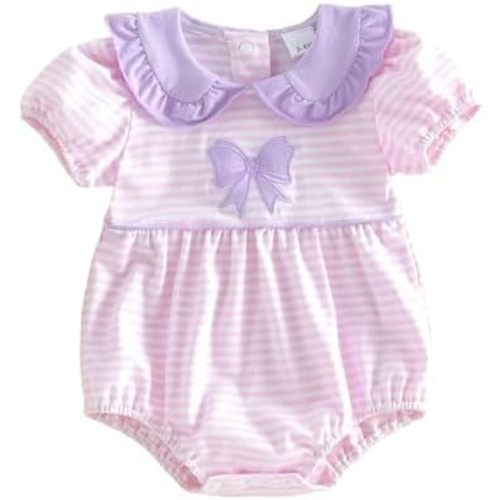 Newborn Baby Girl Summer Clothes Short Sleeve Bubble Romper Bow Embroidery Smocked Outfits Infant Girl