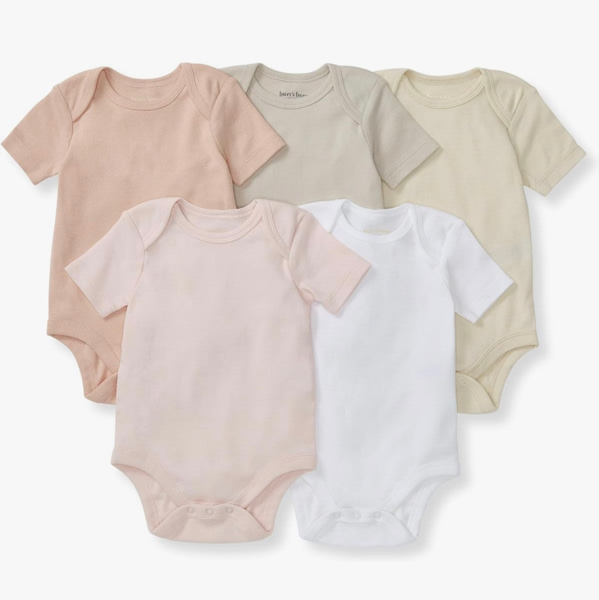 Burt's Bees Baby Bodysuits, Short Sleeve and Long Sleeve One-Pieces, 100% Organic Cotton