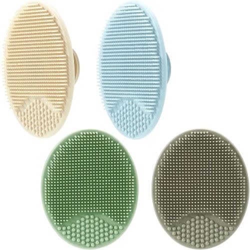 PandaEar Baby Cradle Cap Brush, Silicone Baby Bath Brush Massage Brush Set for Dry Skin, Cradle Cap, and Eczema, 4 Pack (Pink)