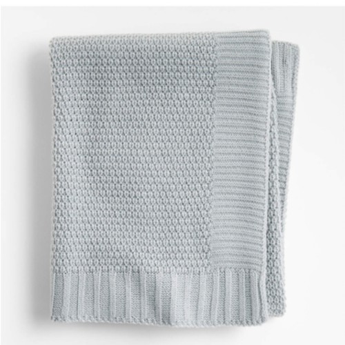 Bubble Knit Mist Blue Baby Stroller Blanket