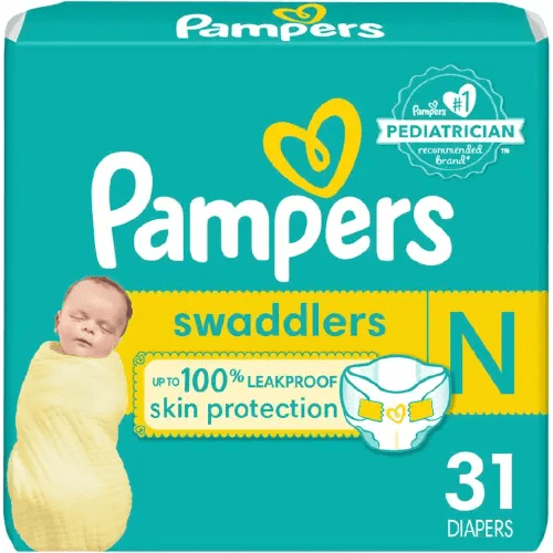 Pampers Baby Diapers - Swaddlers - Size 0, 31 Count, Ultra Soft Disposable Newborn Diaper