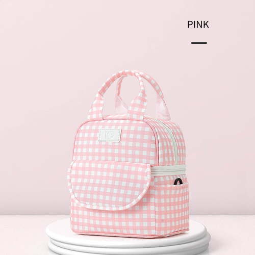 Hovmgk Mommy Bag Insulated Milk Bottle Carrier, Checkered Pattern Multi-Purpose Lunch & Picnic Bag, Large Capacity Backpack for Breast Milk, Travel Bento Storage Bag for Moms, Blue Color