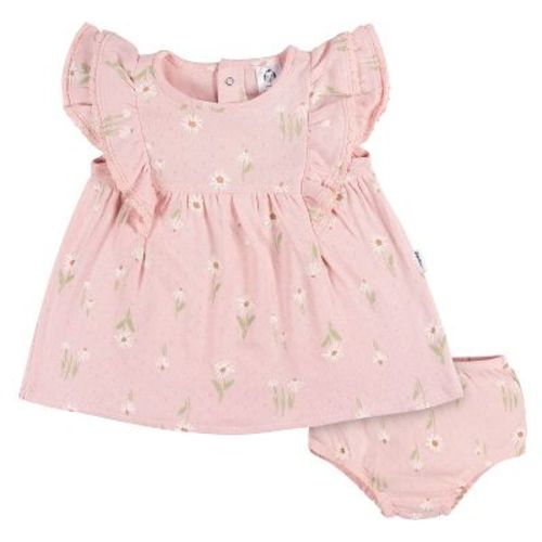 Gerber Baby Girls' Cotton Dress & Diaper Cover Set - Daisies - 3-6 Months - 2-piece