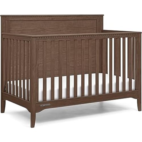 Delta Children Kendall 6-in1 Convertible Crib - Converts from Baby Crib to Toddler Bed, Daybed, Sofa Bed and Full-Size Bed with and Without Footboard, Fits Full-Size Crib Mattress, Teak Brown