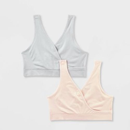 Women's 2pk Nursing Unlined V-Neck Bralette - Auden™ Gray/Rose S