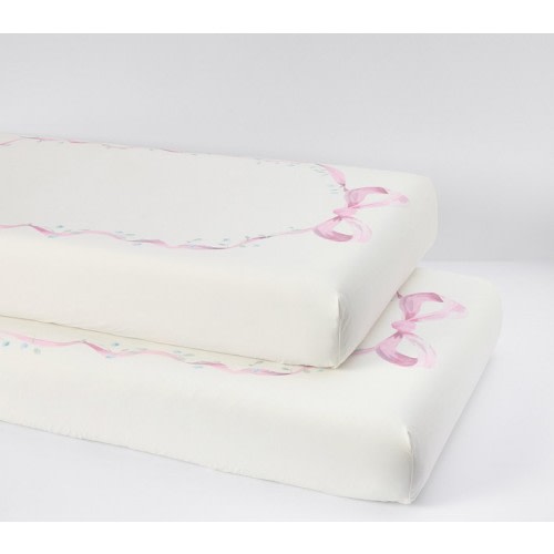 LoveShackFancy Bow Picture Perfect Organic Crib Fitted Sheet