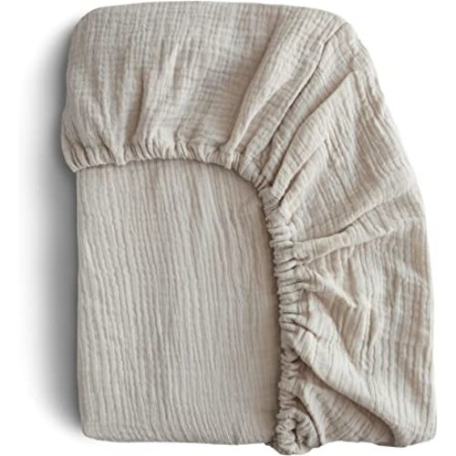 mushie Extra Soft Muslin Fitted Crib Sheet | 28"x 52" (Fog)