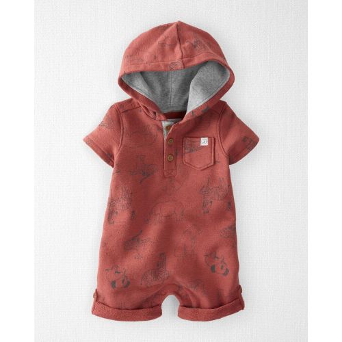 Organic Cotton Hooded Romper - Bear Friends