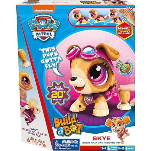 Build a Bot Paw Patrol Skye - Build Your Own Robotic Pet with 20+ Pieces with 1 Sticker Sheet - Ages 3-10