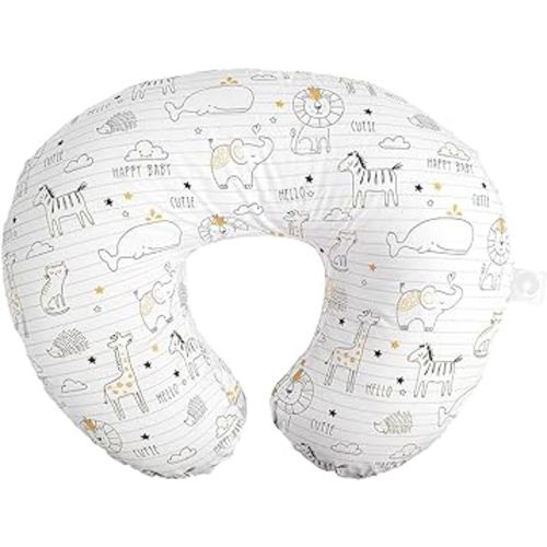 Boppy Nursing Pillow Original Support, White and Gold Notebook, Ergonomic Nursing Essentials for Bottle and Breastfeeding, Firm Fiber Fill, with Removable Nursing Pillow Cover, Machine Washable
