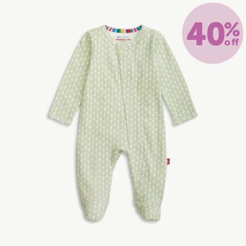 green cable leaf organic cotton magnetic parent favorite footie – Magnetic Me