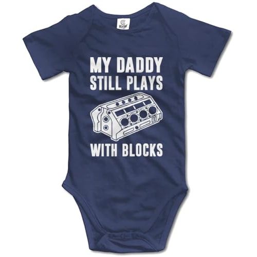 TErrifichy My Daddy Still Plays with Blocks Mechanics Baby Short Sleeve Bodysuit Infant Playsuit, 18-24 Months, Black