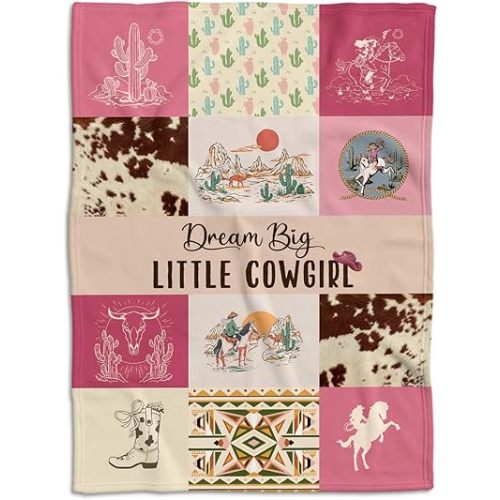 Western Blanket, Western Decor for Nursery Room, Baby Blankets for Girls, Cowgirl Baby Blankets, Cowboy Baby Stuff, Soft Warm Lightweight Nursery Bed Blanket for Newborn Toddlers Daughter