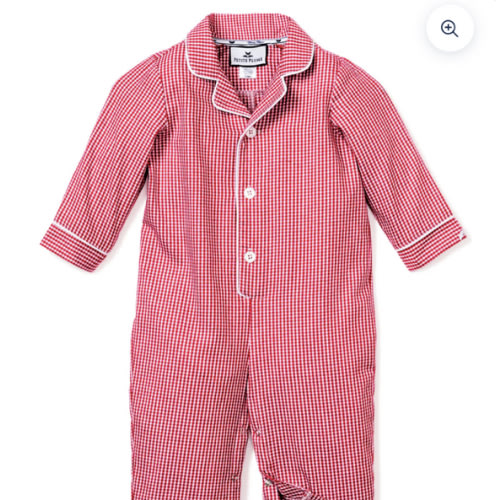 Baby's Flannel Romper in Red Mini Gingham
