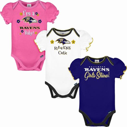 Gerber Baby Girls' NFL Team 3 Pack Short Sleeve Onesie Bodysuit