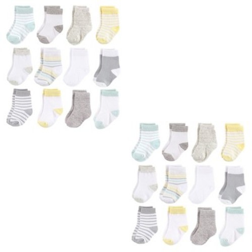 Hudson Baby Unisex Baby Cotton Rich Newborn and Terry Socks, Neutral Stripe 24-Piece, Size: 6-12 months