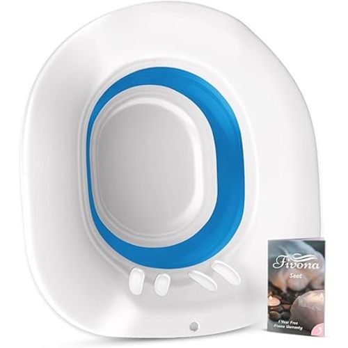 Fivona Sitz Bath for Toilet Seat Postpartum and Hemorrhoids Care - Yoni Steam Seat - Foldable Basin for Epsom Salt Soak - Portable Bidet BPA Free Temperature Resistant - Universal Fit