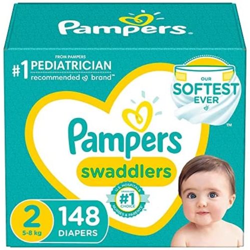 Diapers Size 2, 148 Count - Pampers Swaddlers Disposable Baby Diapers, Enormous Pack (Packaging May Vary)
