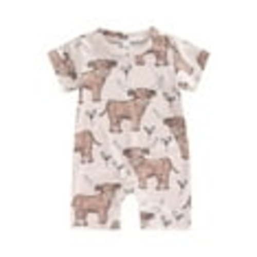 Licupiee Baby Clothes Boy Girl Western Cow Print Short Sleeve Romper Bodysuit Ribbed One Piece Jumpsuit Summer Outfit 0-18M