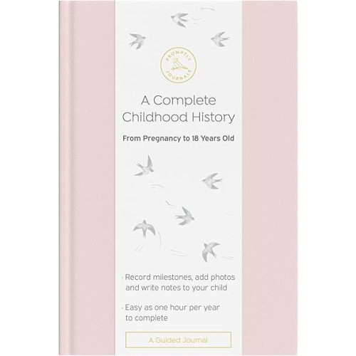 Promptly Journals, A Complete Childhood History: From Pregnancy to 18 Years Old (Powdered Lilac, Purple, Leatherette) | Baby Book and Pregnancy Journal | Baby Memory Book