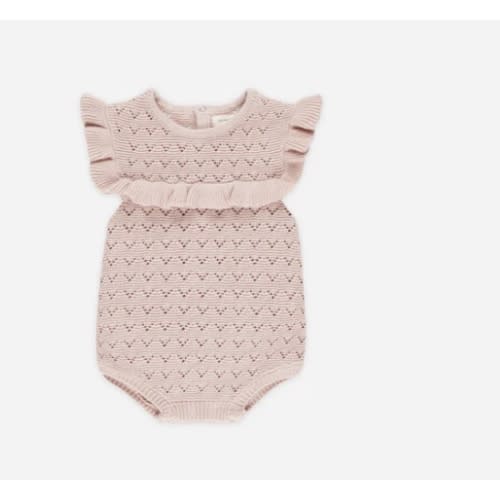 Pointelle Ruffle Romper || Bubblegum – Quincy Mae