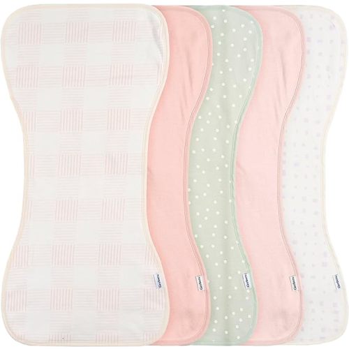 Gerber Baby Unisex Burp Cloths 5-Pack, Pink, Size 10.5" x 21"