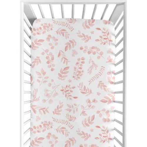 Sweet Jojo Designs Girl Baby Fitted Crib Sheet Botanical Pink And White