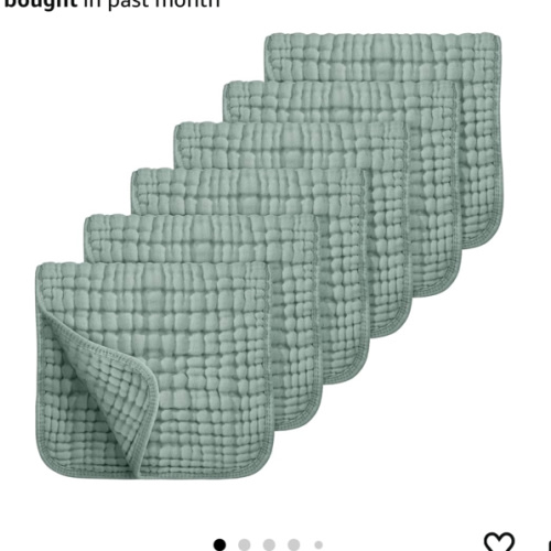 Looxii Muslin Burp Cloths 6 Pack - 20" x 10" - Ultra Soft & Absorbent, 6-Layer 100% Cotton for Spit Up & Drool- Gentle Baby Burping Cloth, Newborn Boys Girls Essentials, Dark Green